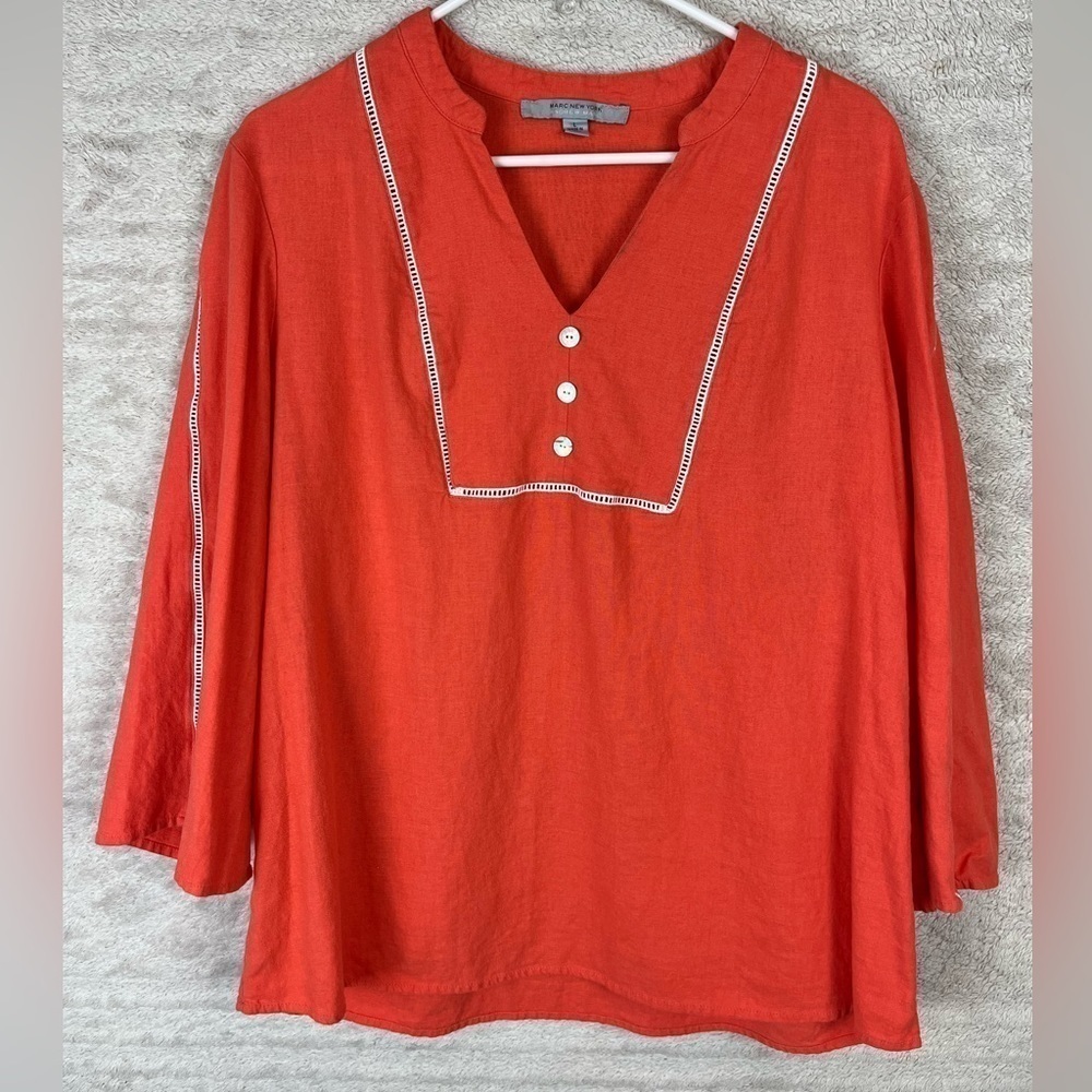 MARC NEW YORK Linen Blend Tunic Size Large Boho Cottagecore Minimalist Beachy